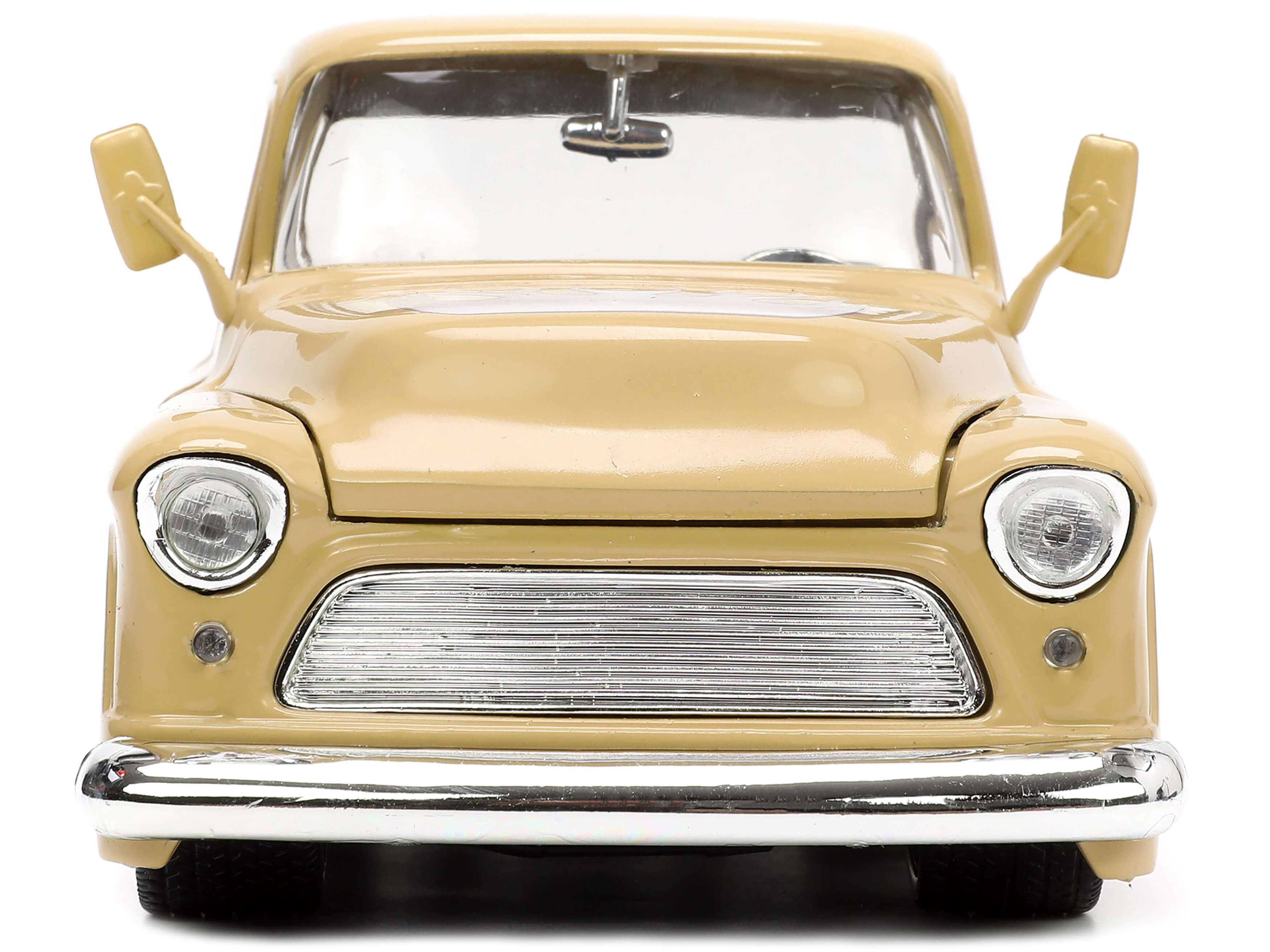 1955 Chevrolet Stepside Pickup Truck Tan with White and Silver Flames with Extra Wheels "Just Trucks" Series 1/24 Diecast Model Car by Jada - Image 5