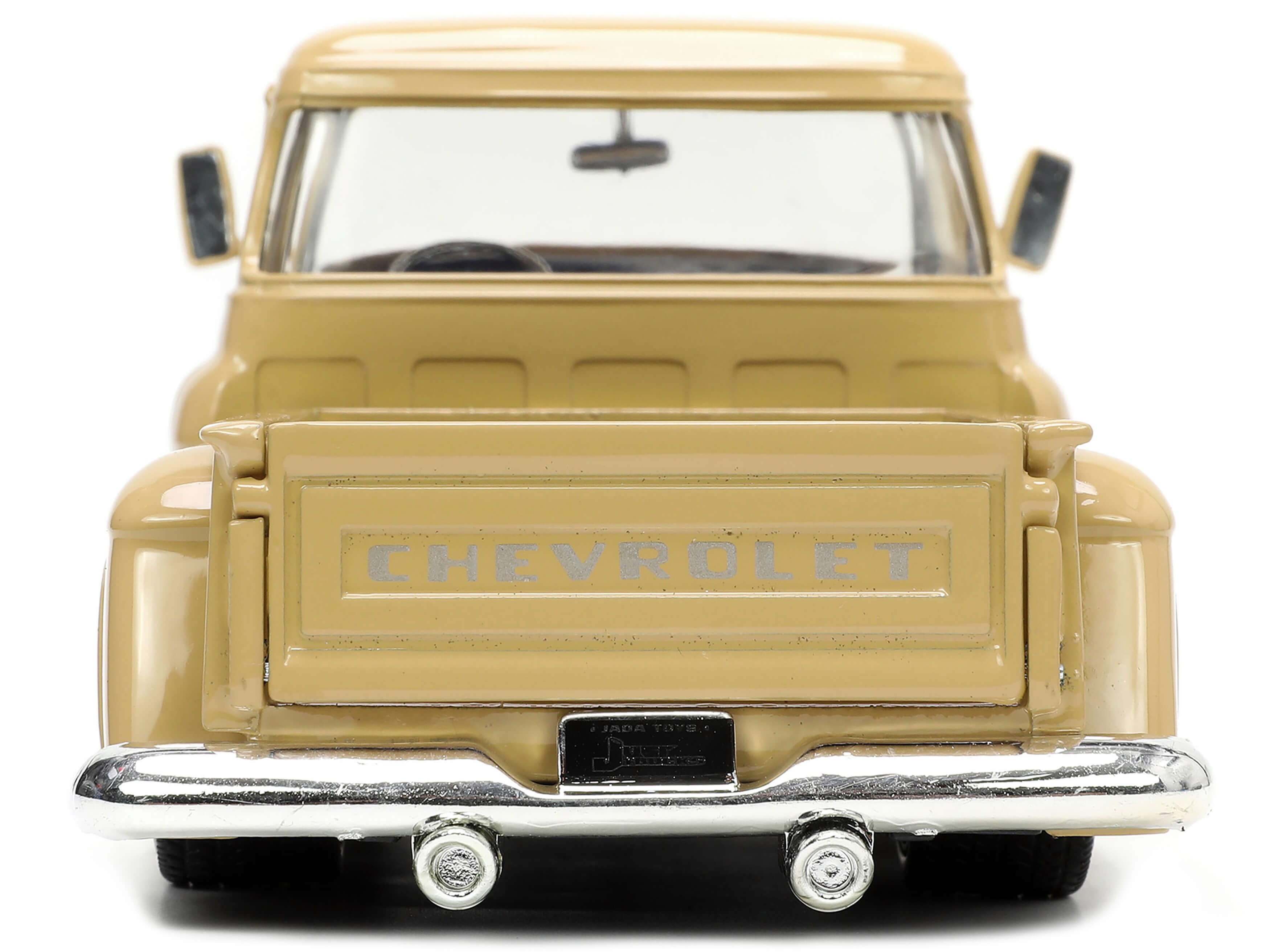 1955 Chevrolet Stepside Pickup Truck Tan with White and Silver Flames with Extra Wheels "Just Trucks" Series 1/24 Diecast Model Car by Jada - Image 4