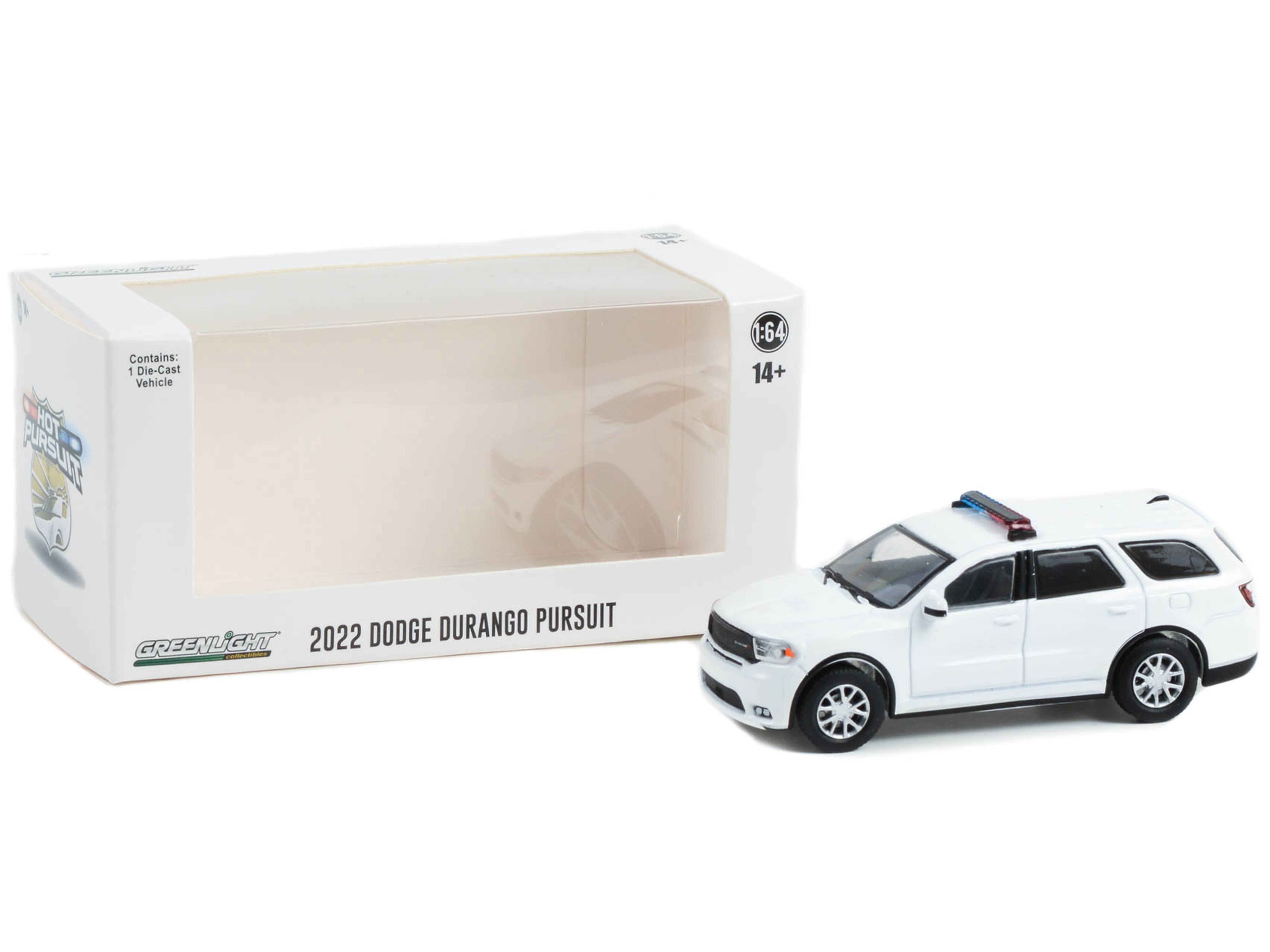2022 Dodge Durango Pursuit Police Car with Lights White "Hot Pursuit" "Hobby Exclusive" Series 1/64 Diecast Model Car by Greenlight - Image 2