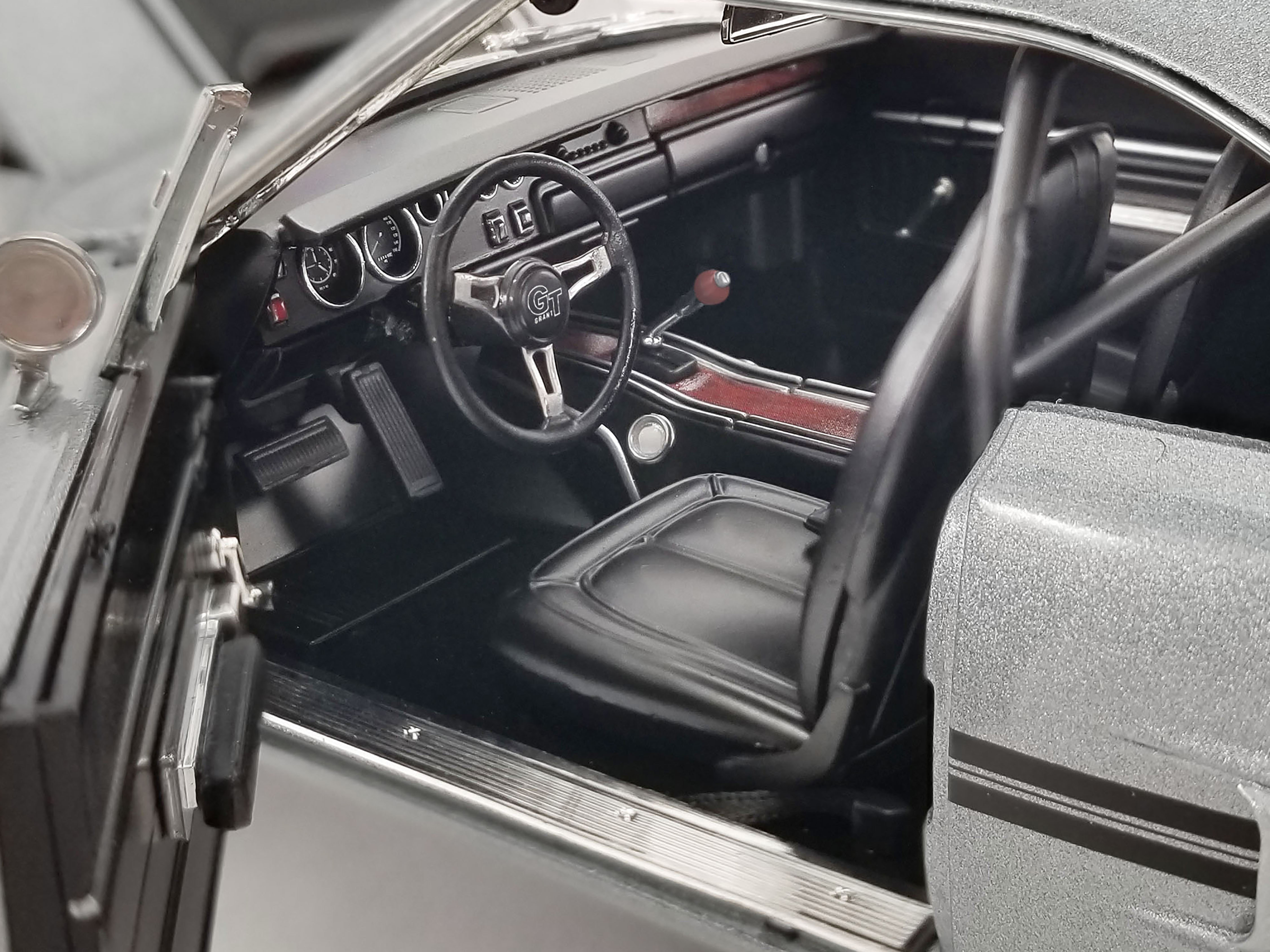 1970 Plymouth GTX Drag Car Gray Metallic with Black Stripes "Bardahl" Limited Edition to 540 pieces Worldwide 1/18 Diecast Model Car by GMP - Image 2