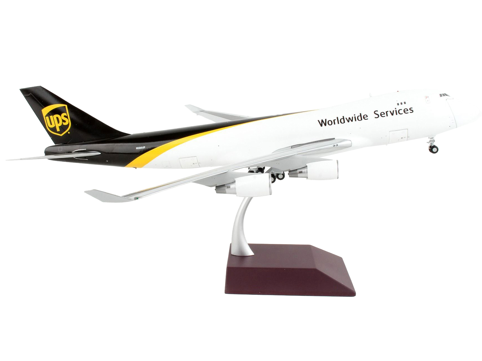 Boeing 747-400F Commercial Aircraft "UPS Worldwide Services" White with Brown Tail "Gemini 200 - Interactive" Series 1/200 Diecast Model Airplane by GeminiJets