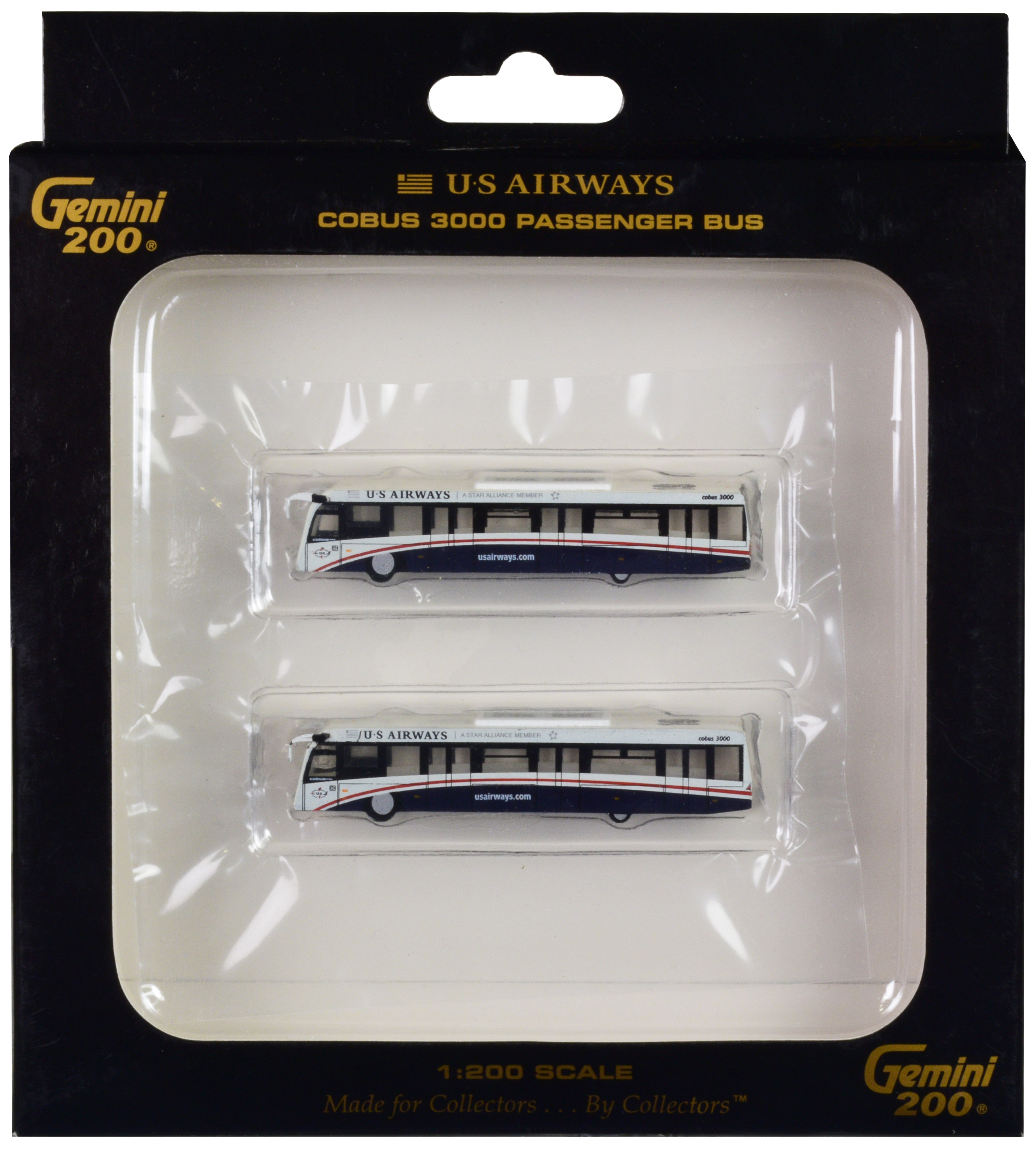 Cobus 3000 Passenger Bus White and Blue "US Airways Shuttle Bus" 2 Piece Set "Gemini 200" Series Diecast Models by GeminiJets - Image 2