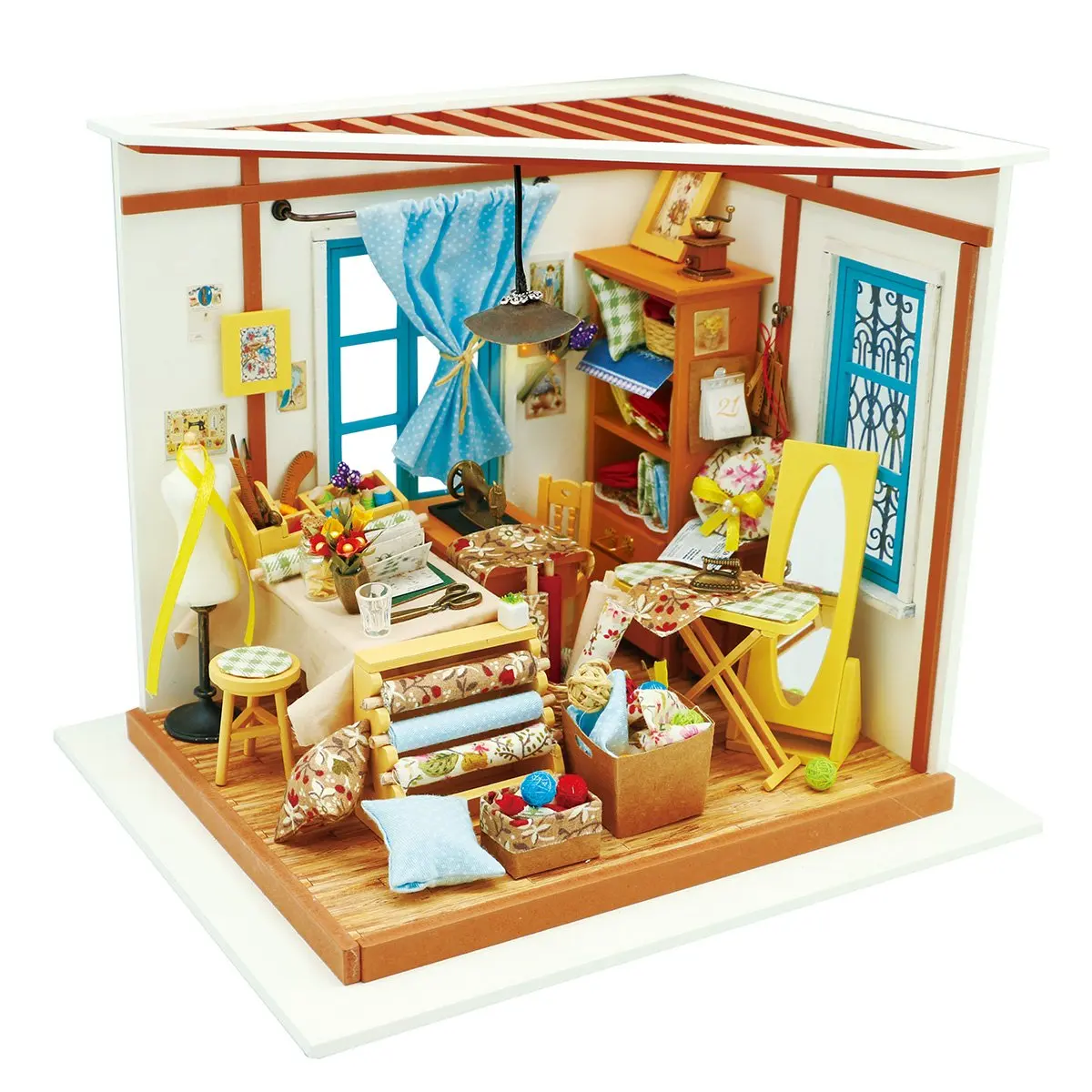 Robotime DIY Miniature Dollhouse Kit: Tiny House Model with LED Light and Furniture Assembly for Kids and Adults