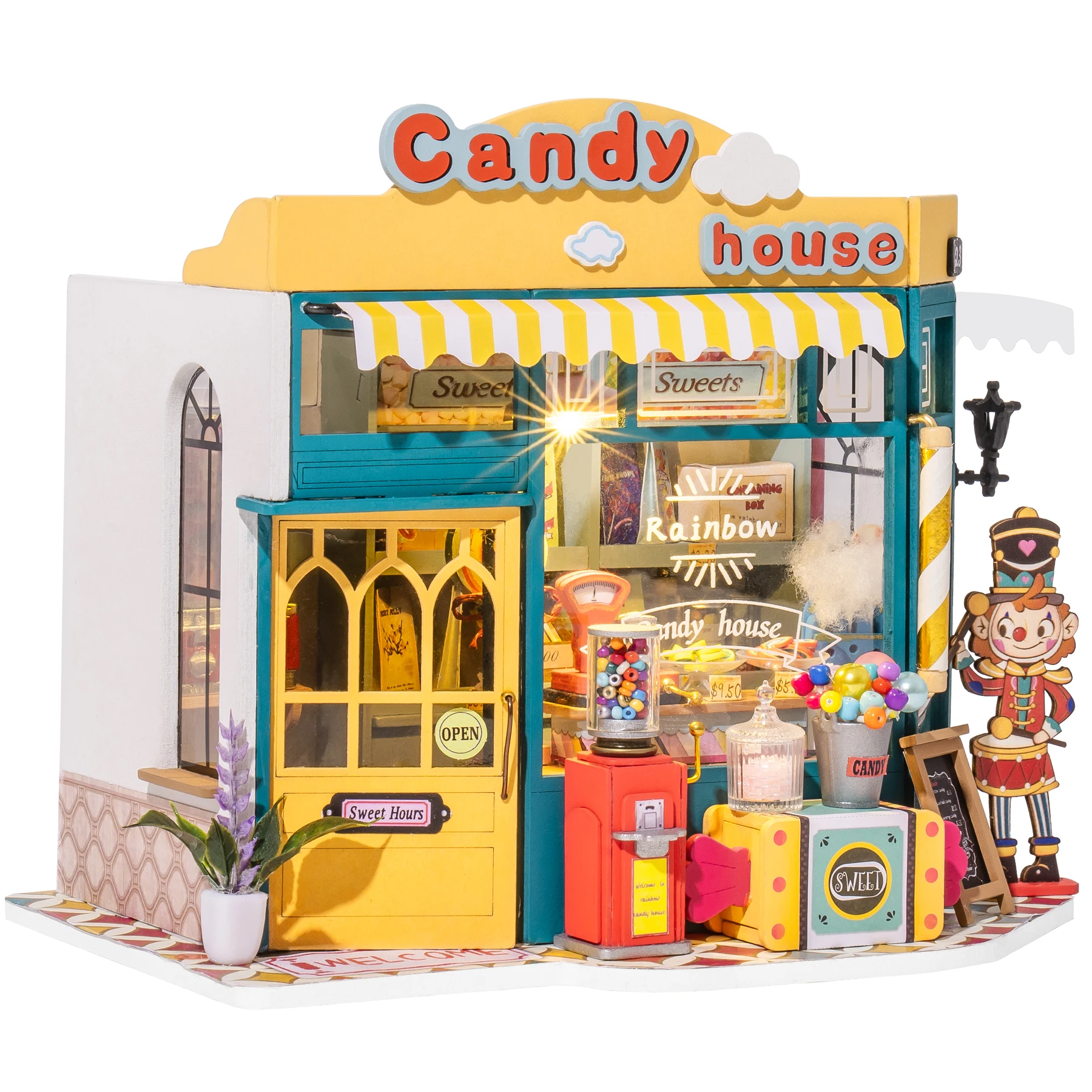 Rainbow Candy House: DIY Miniature Dollhouse Kit for Girls - Xmas Gift 3D Wooden Puzzle and Creative Toy by Robotime Rolife