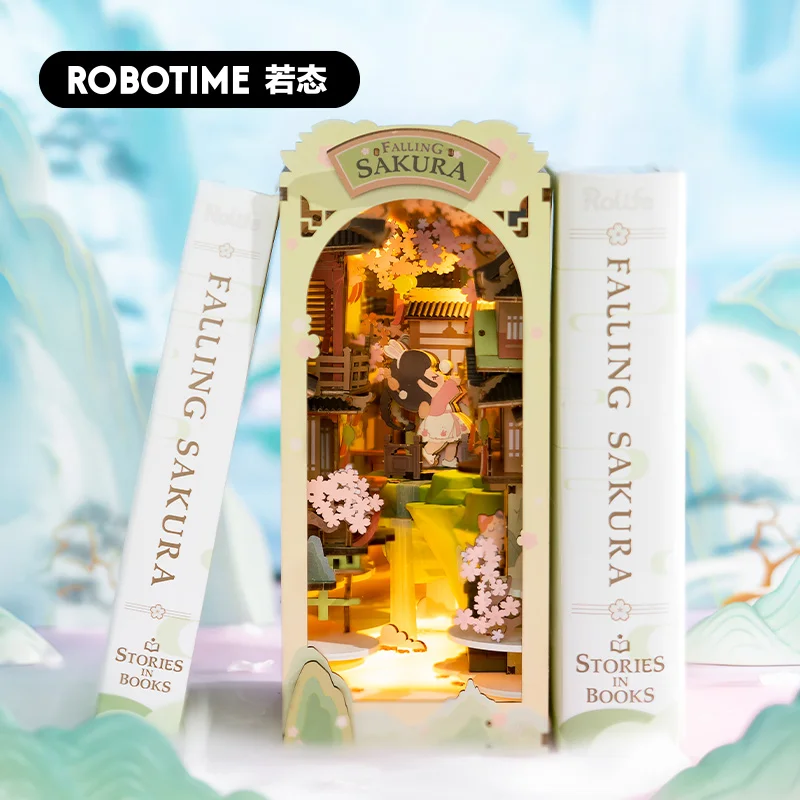 Cherry Blossom Book Nook: Exquisite Home Decor and Family Gift, Easy Assembly, Lights Included