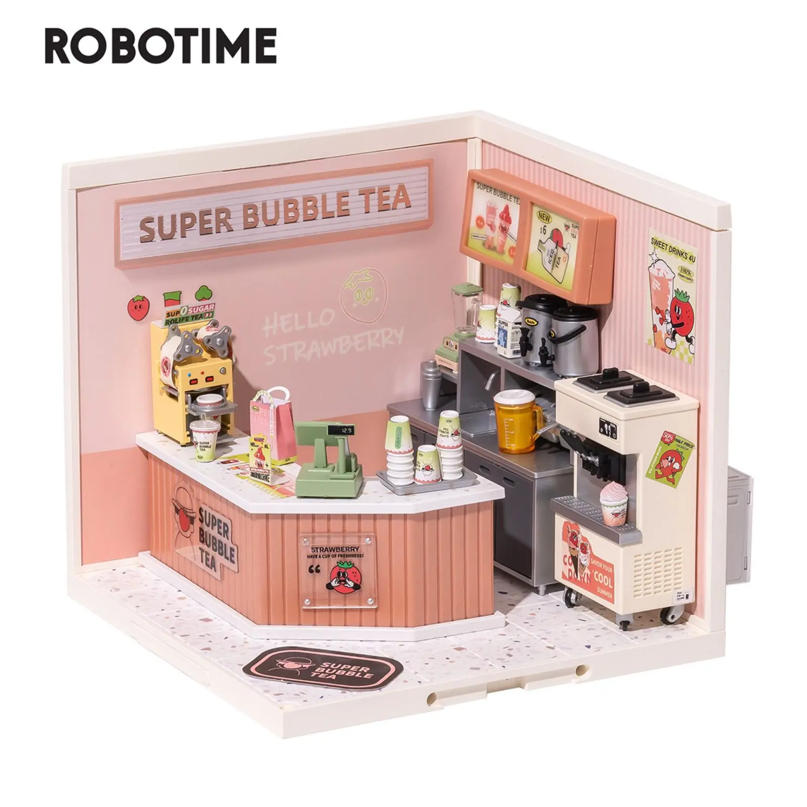 Joyful Fun: Robotime Rolife's Miniature Bubble Tea House 3D Puzzle Kit for Kids and Adults