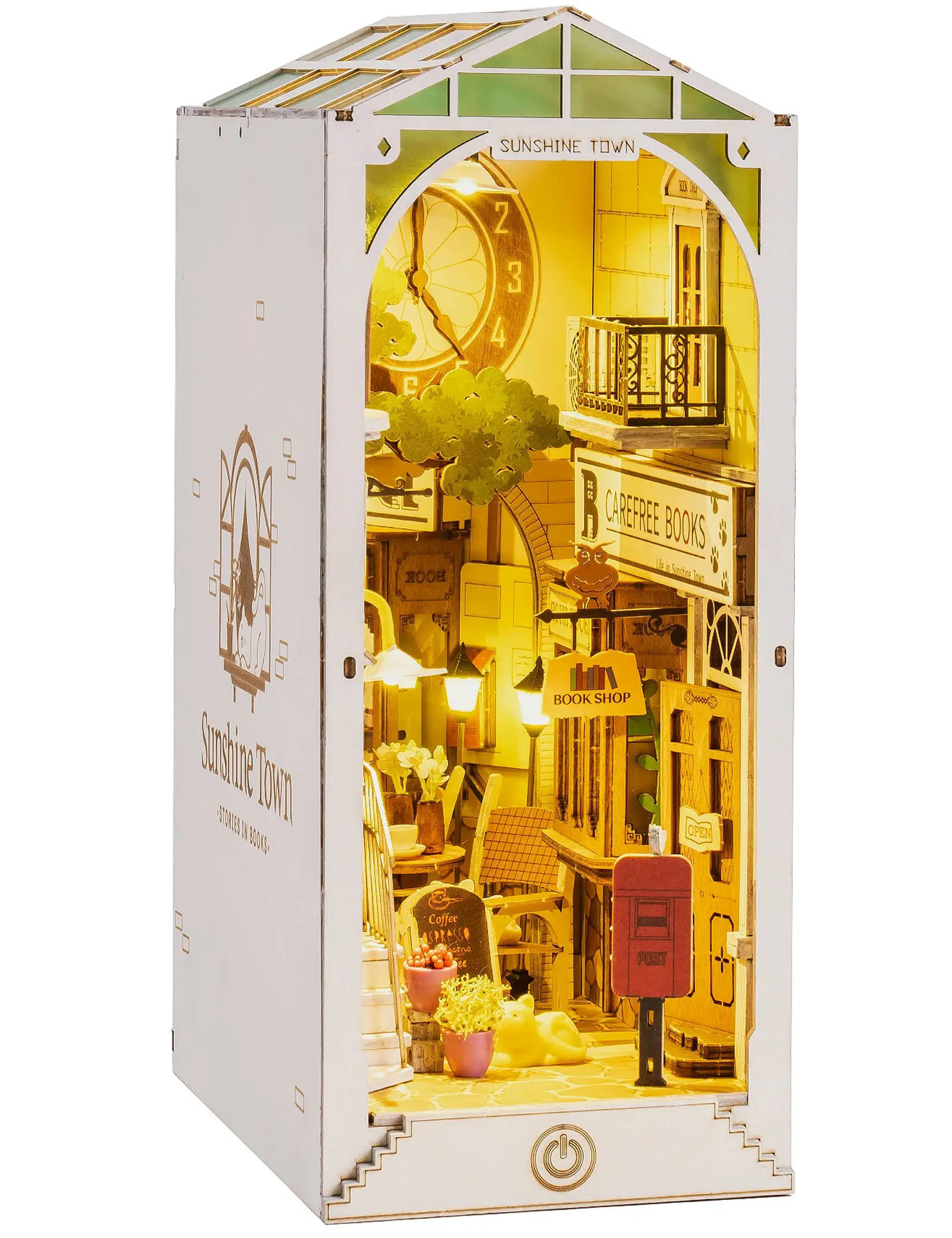 Rolife 3D Wooden Puzzle Bookshelf with LED Bookend Diorama Miniature Set: DIY Crafts Hobbies for Adults and Teens
