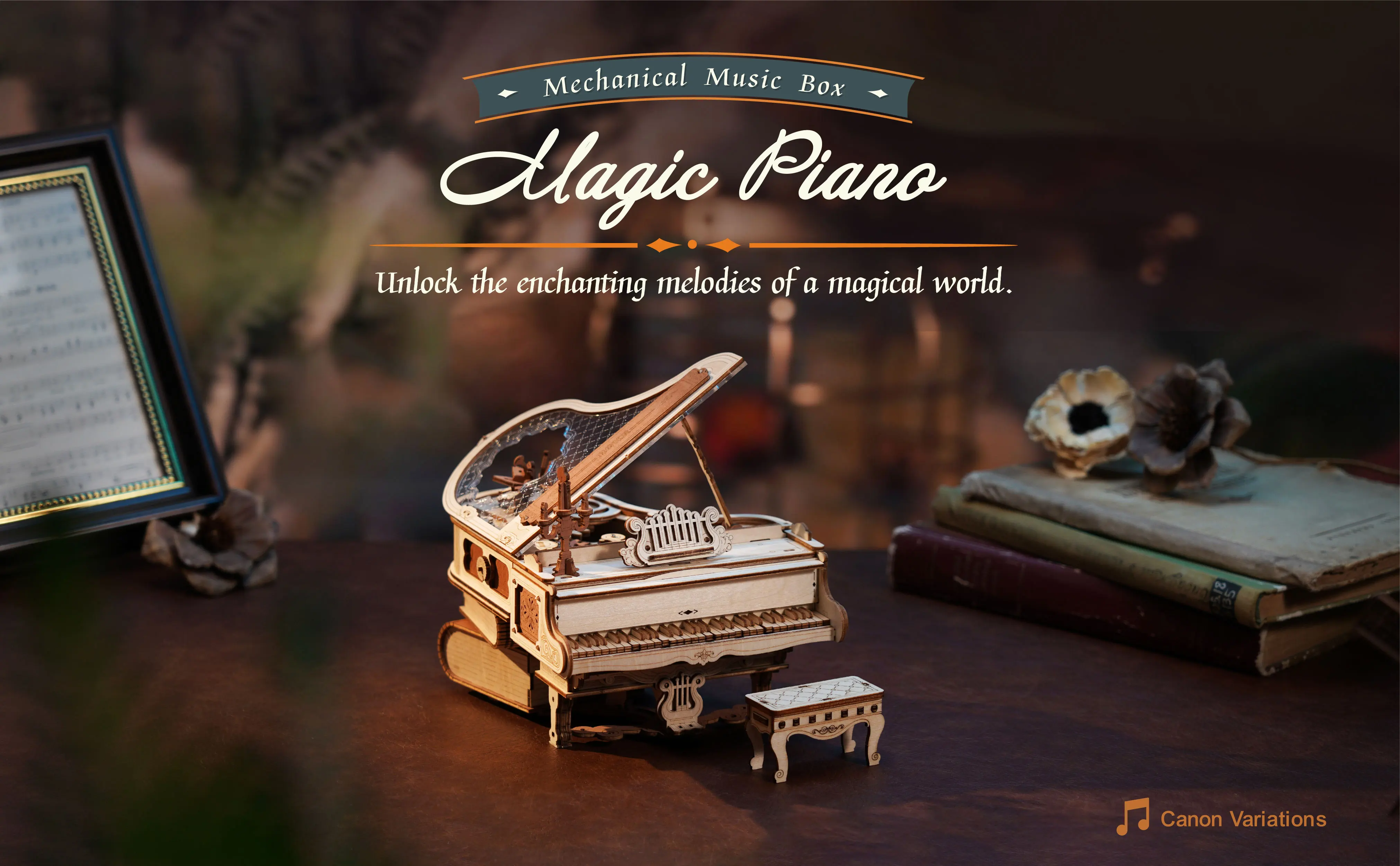 Magical Self-Playing Music Box: Robotime Rokr Magic Piano 3D Wooden Puzzle Building Kit for Kids and Adults - Image 9